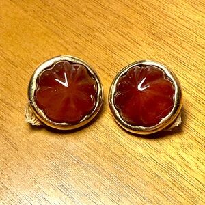 Gold and Amber colored VINTAGE Clip-On Earrings